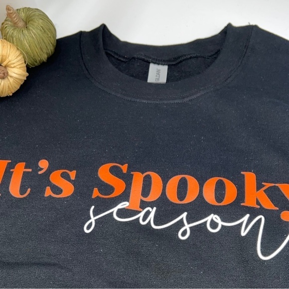 IT’S SPOOKY SEASON Black Crewneck Sweatshirt Halloween Haunted House NEW!! - Picture 2 of 4